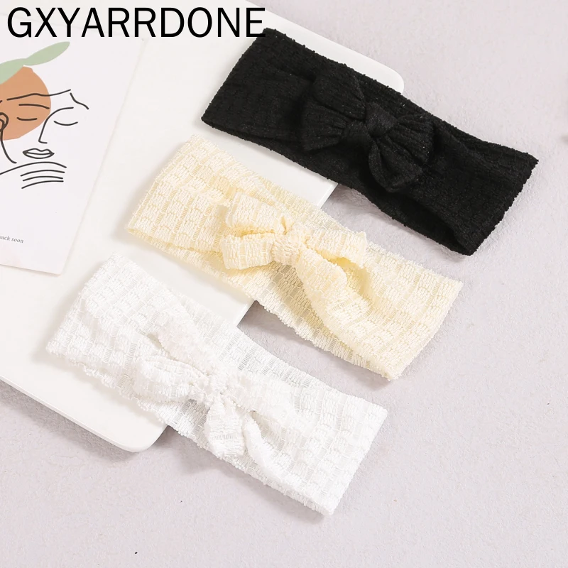 

2021 New Infant Baby Lace Hair Bow Headband Kids Bowknot Turban Head Wrap Children Girl's Photography Props Hair Accessories