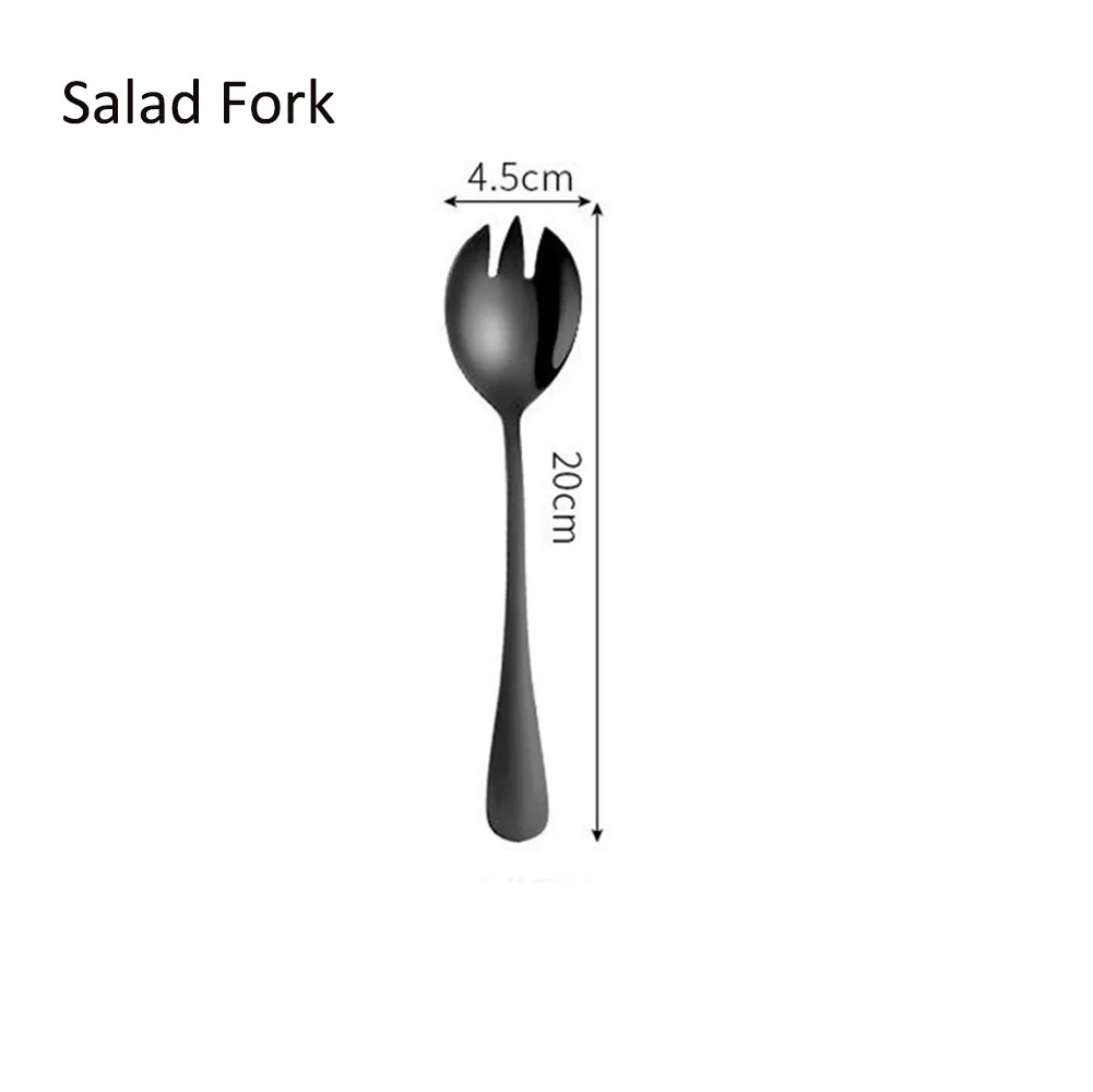NO3 Salad Fork Обеденный из нержавеющей стали вилка Корея красочные десерт пирог вилка длинная ручка Золотой синий черная Вилка Набор для отеля вечерние Прямая - Цвет: NO3 Salad Fork