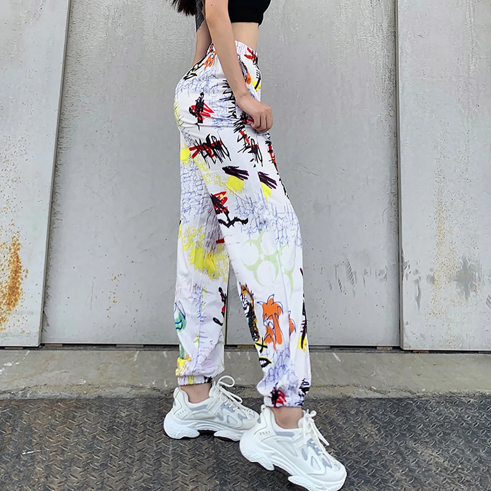 2021 New Woman Pants Fashion Graffiti Printed Sports Running Casual Hip Hop Long Sweatpants Женские Штаны | Женская одежда