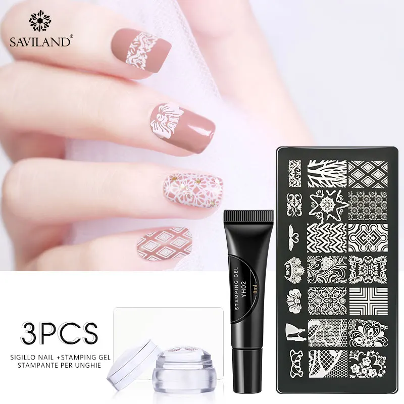 SAVILAND 8 мл гель для штамповки ногтей цветной лак растворимый УФ арт наборы