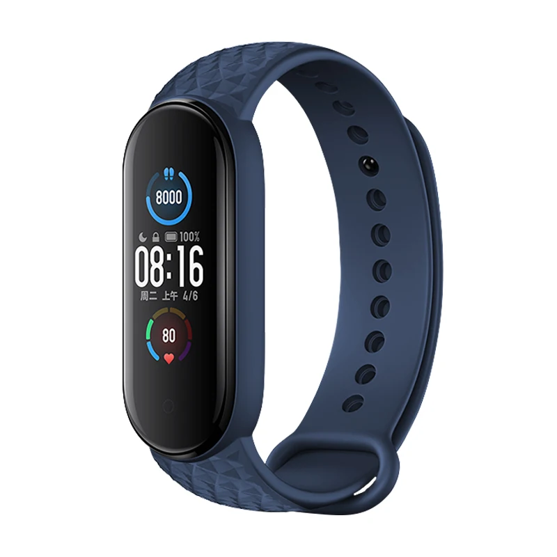 For Mi Band 6 5 4 3 Strap Silicone Rhombus Bracelet Wristbands For Xiaomi Band MI5 Band Mi6 Strap 2021 New Soft Wrist Bracelet