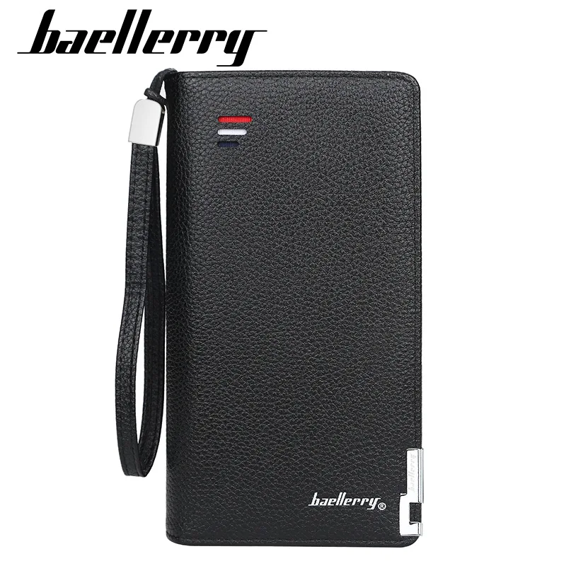 

Long Business Mobile Card Wallet Men Luxury Large Capacity Zipper Purses Man Big Phone Credit Card Holder Purses With Wristlet