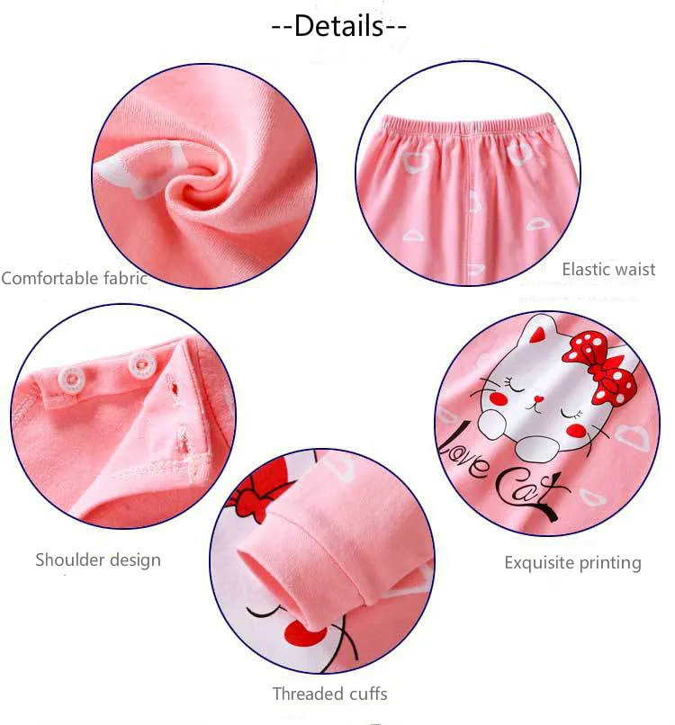 2 шт./компл. пижамные комплекты для маленьких девочек нижнее белье из хлопка с