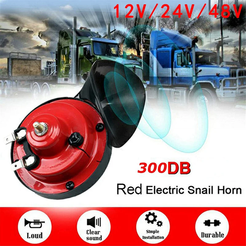 

2PCS 300DB Train Horn for Trucks The Loudest Waterproof Loud Air Electric Snail Horn 12/24/48V Double Horn Sound