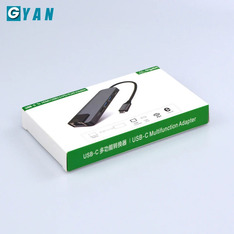 5 в 1 USB C концентратор Hdmi 4 к USB C концентратор для Gigabit Ethernet Rj45 Lan адаптер для Mac book Pro Thunderbolt 3 type c док-станция
