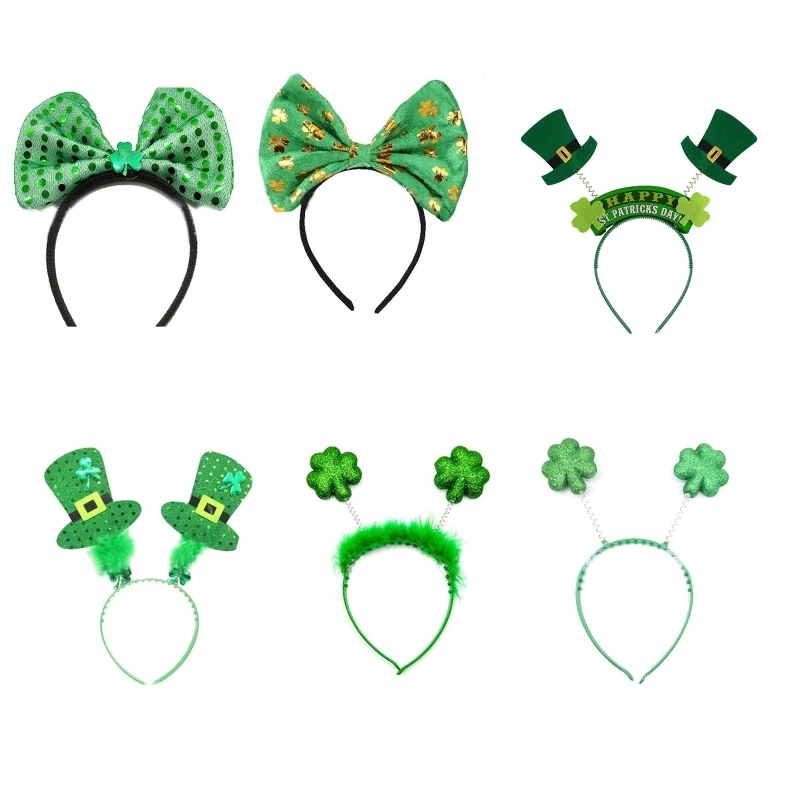 

Поток, новые повязки на голову Shamrock, День Святого Патрика, большой бант, ободок для волос