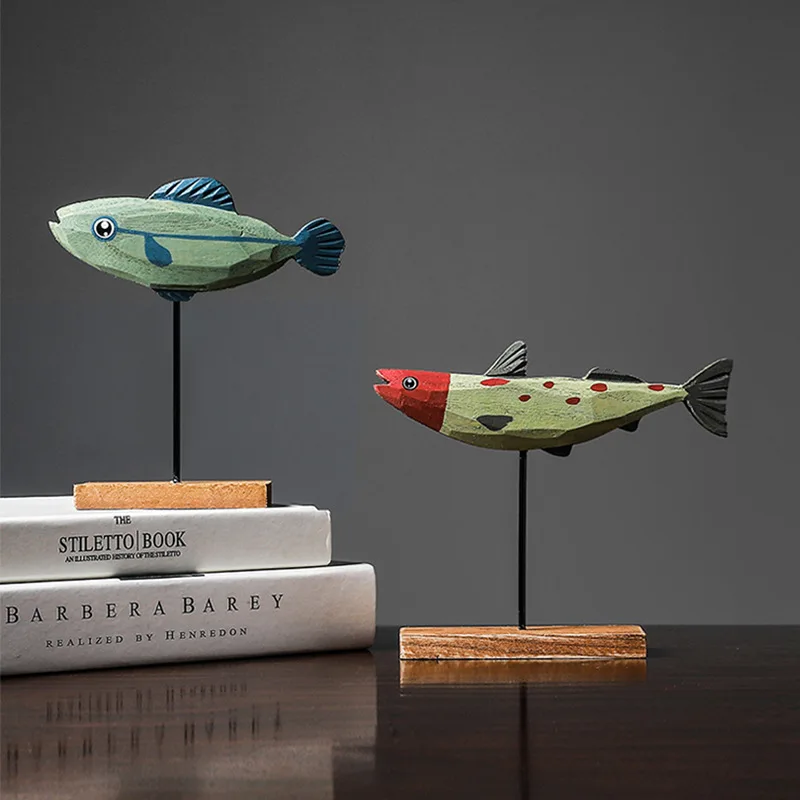 

Nordic Minimalist Miniature Fish Figurines for Interior Cute Wood Fish Living Room Home Decora Room Desk Office Decoration