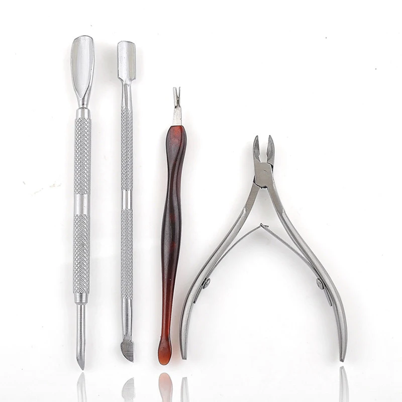 

stainless tool Nail Tool Kit exfoliate dead skin fork push V-type pliers scissors exfoliating dead skin push stainless steel
