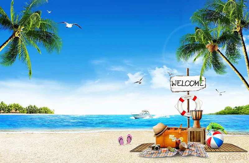 LEVOO New Photo Backdrop Sea Beach Road Sign Holiday Hawaii Background Nature Photocall Studio Shoot Prop | Электроника