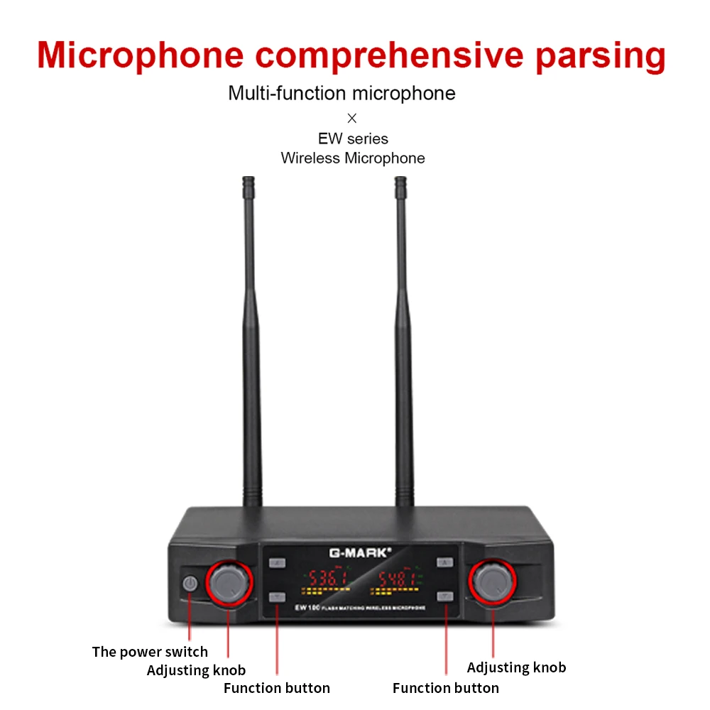 Wireless Microphone G-MARK EW100 Professional Handheld Karaoke Mic Frequency Adjustable 80M For Stage Party Church Show Meeting enlarge