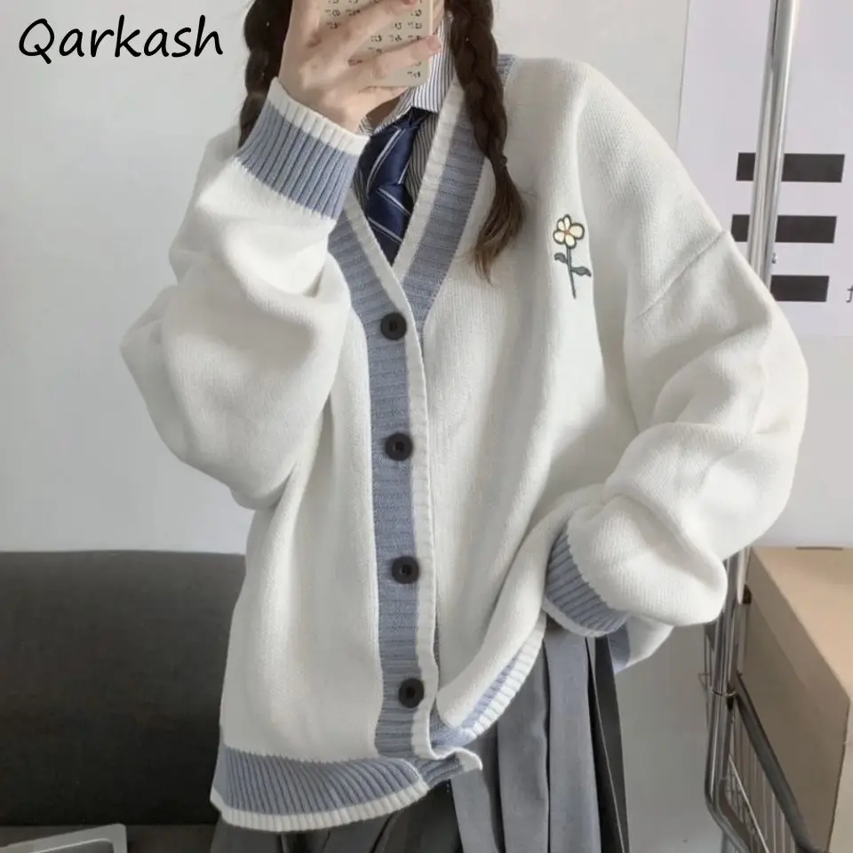 

Cardigan Women Embroidery Sweet Loose College Lovely Ulzzang Retro Sweaters Leisure Tender All-match Girls Popular Clothing Cozy