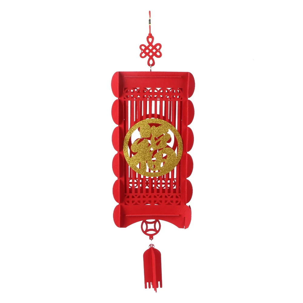

Court Red Lantern Chinese Traditional Lanterns Festive Felt Cloth Hanging Lantern Decor for New Year Spring Festival