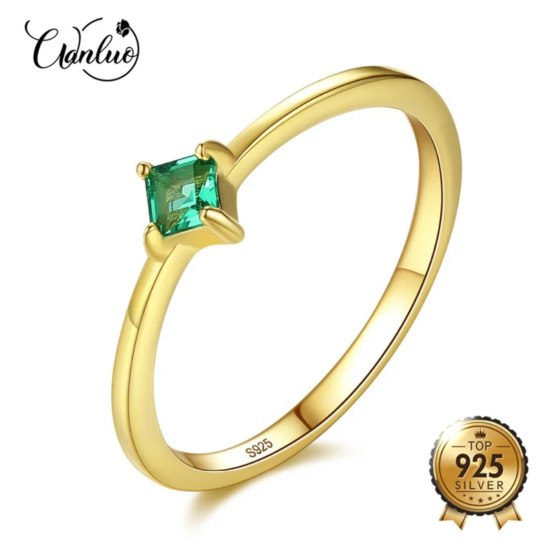 Женское кольцо из серебра 925 пробы с изумрудом|Кольца| |