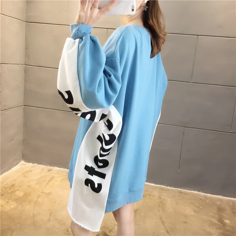 

Autumn winter cotton oversized loose long-sleeved sweatshirt women's jacket student round neck color matching sportsw