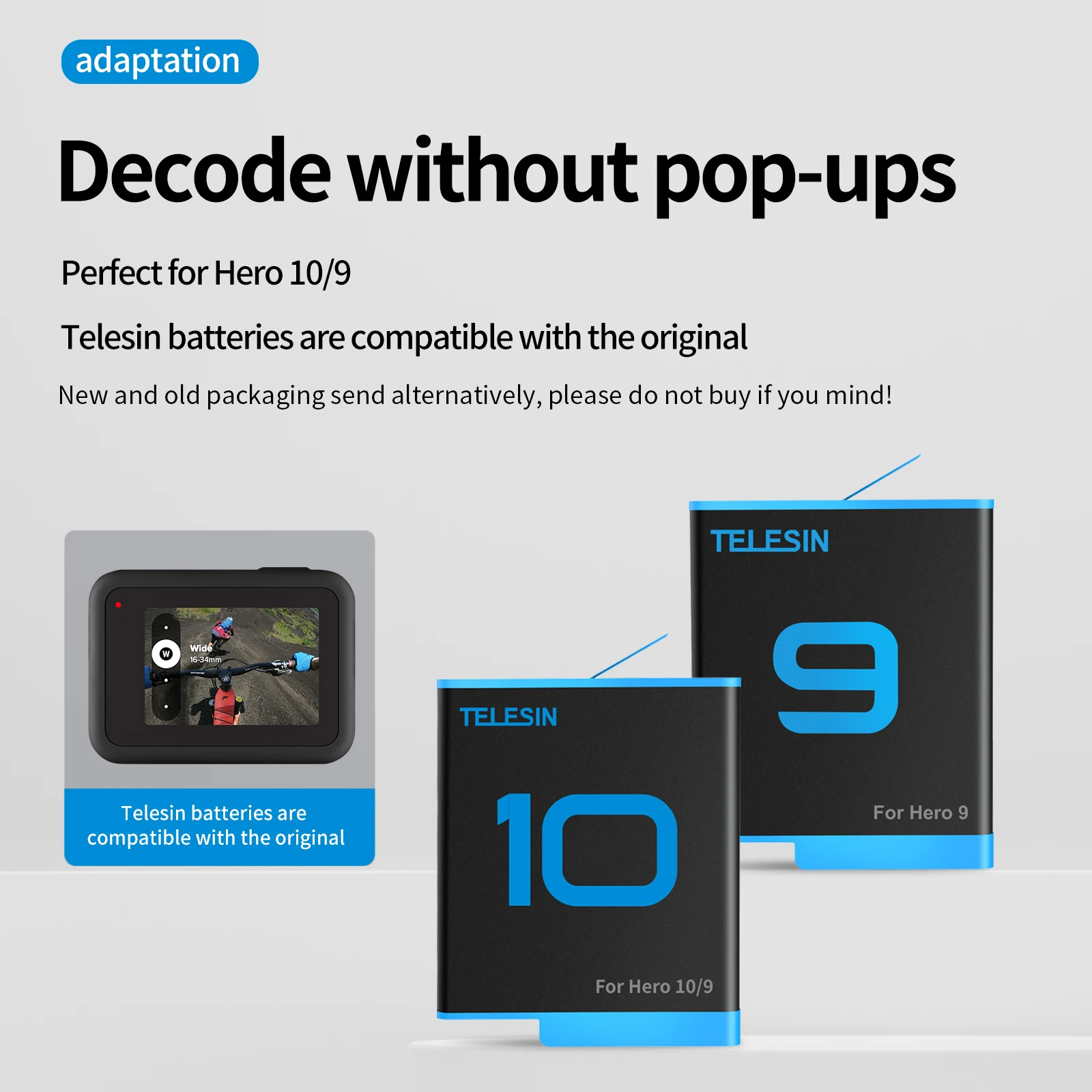 telesin 3pack 1750mah battery for gopro 9 10 3 ways charger tf card reader storage charging box for gopro hero 9 10 accessories free global shipping