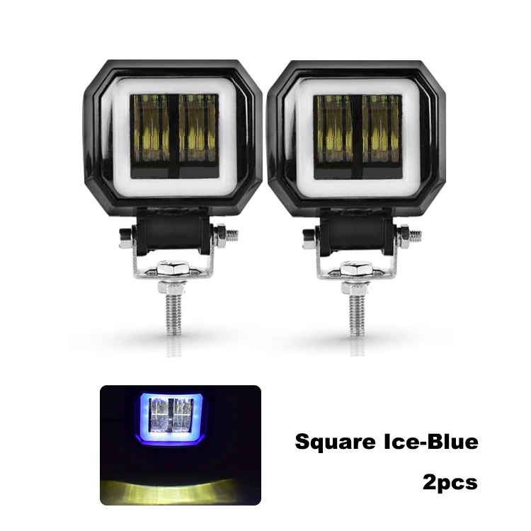 2pcs square ice-blue Nlpearl 3 дюйма Круглый СВЕТОДИОДНЫЙ противотуманные фары для авто 4 × 4 SUV 20 Вт Автомобильный свет с светодиодный ангельские глазки для внедорожника грузовика трактора точечный луч 9-32 в - Цвет: 2pcs square ice-blue