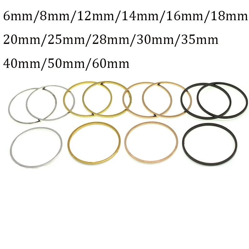 30-100pcs 6-60mm Brass Closed Rings Round Circle Earrings Hoop Pendant Necklace Connectors for DIY Jewelry Making Accessories