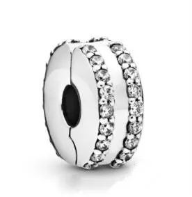 

Подвеска из настоящего стерлингового серебра 925 пробы с двойной подкладкой, зажим, очаровательные бусины, подходит для женского браслета и ...