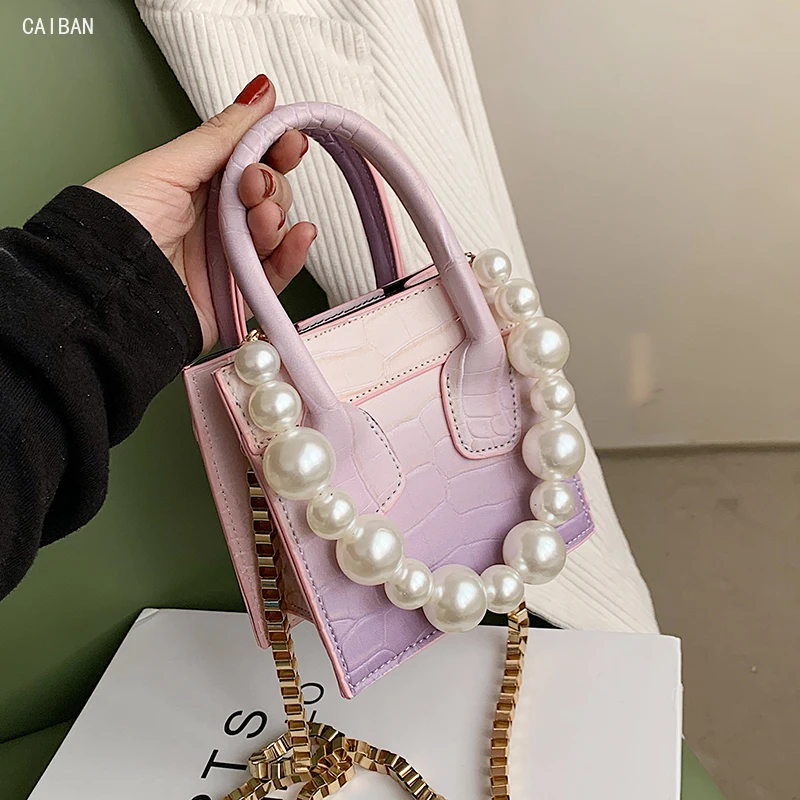 

Stone pattern Mini Pearl Tote bag 2021 New High-quality PU Leather Women's Designer Handbag Luxury brand Shoulder Messenger Bag