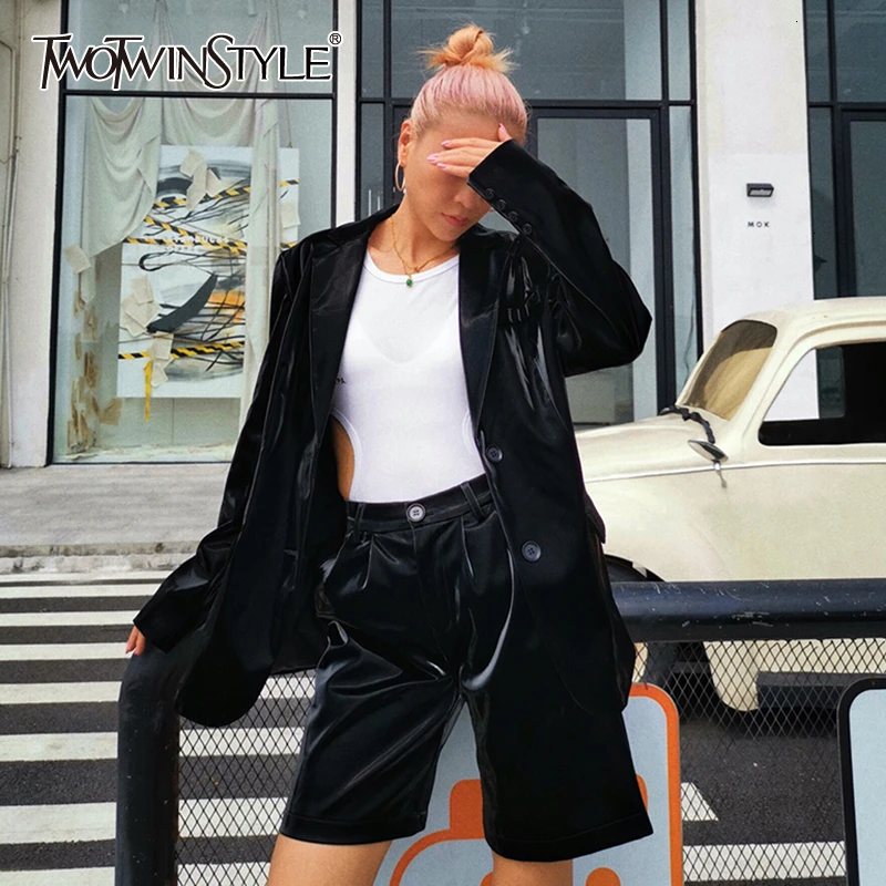 Женский Повседневный костюм TWOTWINSTYLE осенний комплект из куртки с отложным