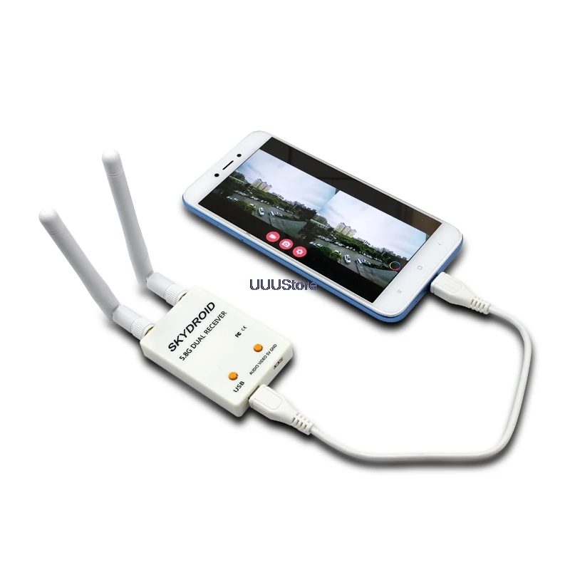 Fpv SKYDROID UVC Fuav двойная антенна OTG 5,8G 150CH полный канал FPV приемник с аудио для Android Smartphone Поддержка передатчика