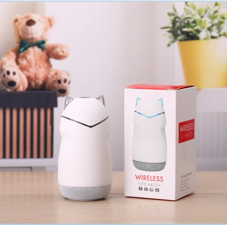 Portable Bluetooth Speaker Wireless Cartoon Mini Kitten Call Luminous Sound Creative Electronic Gift TF Card Speakers | Электроника