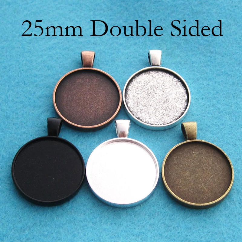 

500 pcs - 25mm Double Sided Pendant Blanks, Double Sided Pendant Setting, Two Sided Pendant Bezel Setting, 25mm Cabochon Base