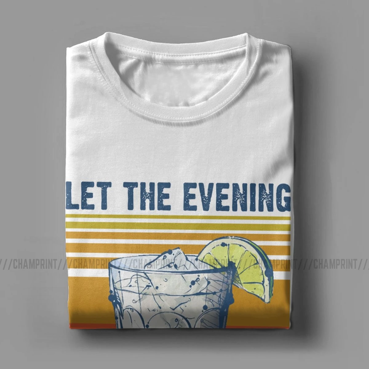 Мужские футболки Let The Evening Be Gin Martini Cocktail Забавные с коротким рукавом винтажные