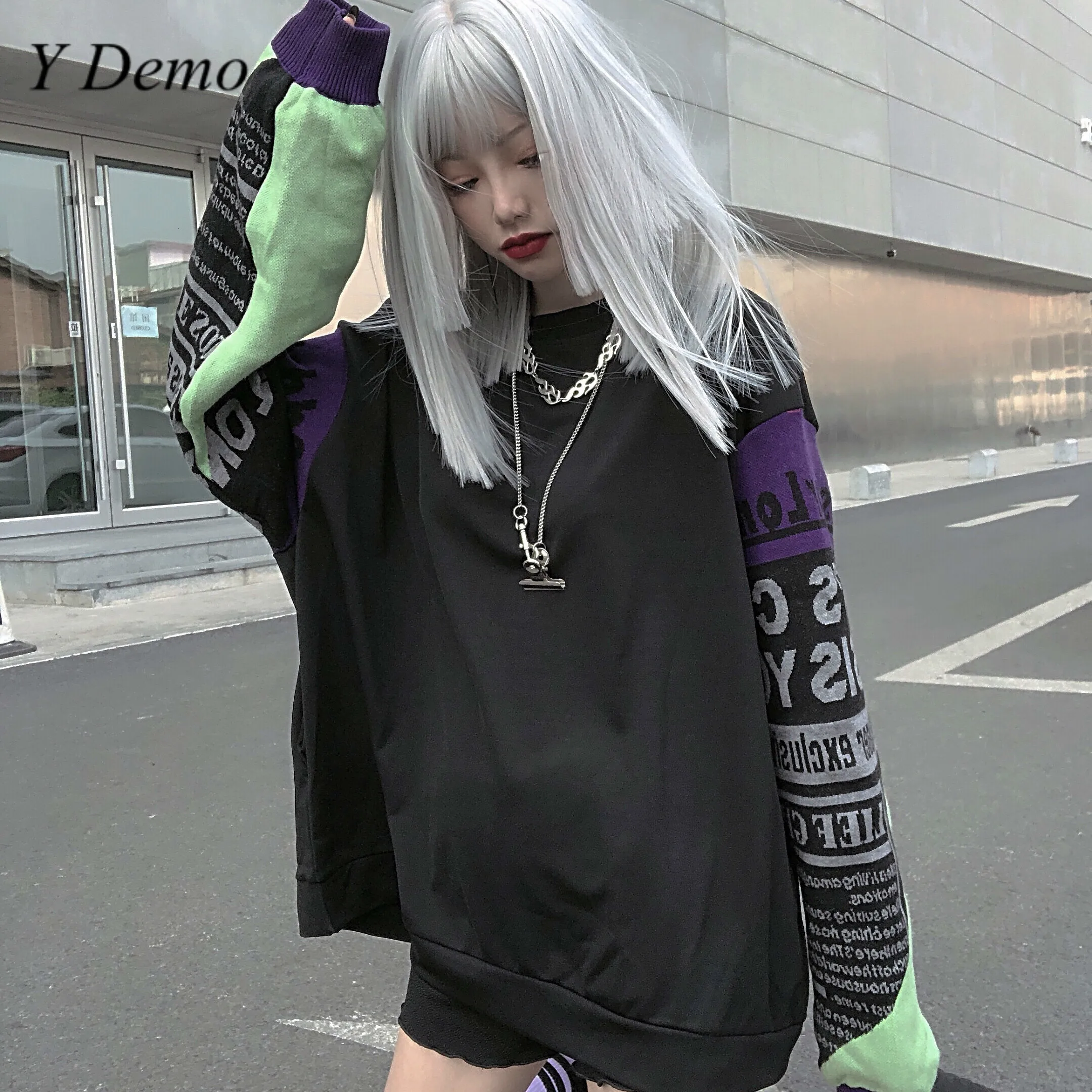Harajuku Уличная Повседневная Свободная Толстовка с буквенным принтом в стиле
