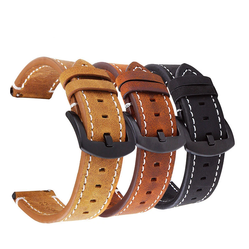 

20mm 22mm Watchband for Amazfit Bip Leather Watch Strap for Samsung Galaxy 42mm 46mm Active 2 Gear s3 Watch Band