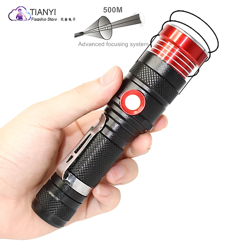 

Activefire Telescopic focusing glare T6 flashlight USB installation charger 18650 flashlight Spotlight long-range outdoor light