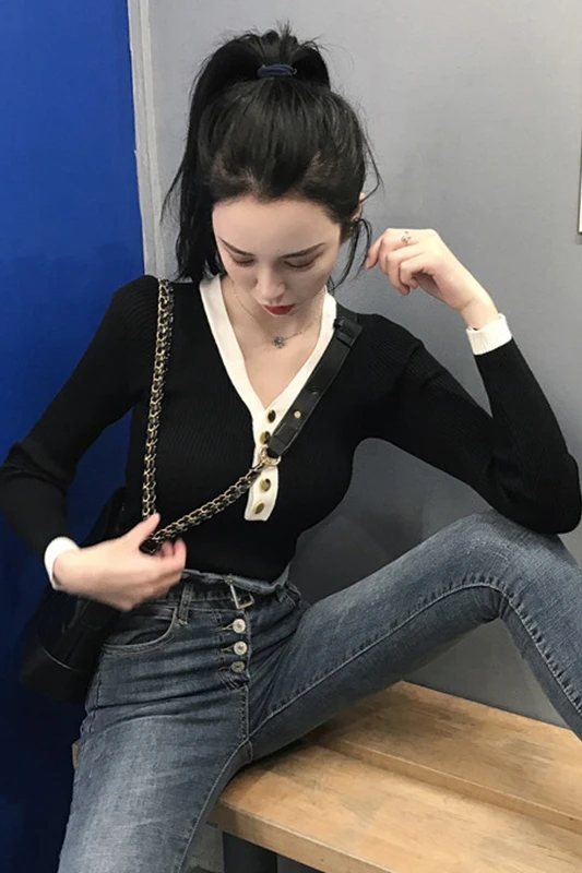 

Autumn and winter new top women's thin style with long sleeve sweater
