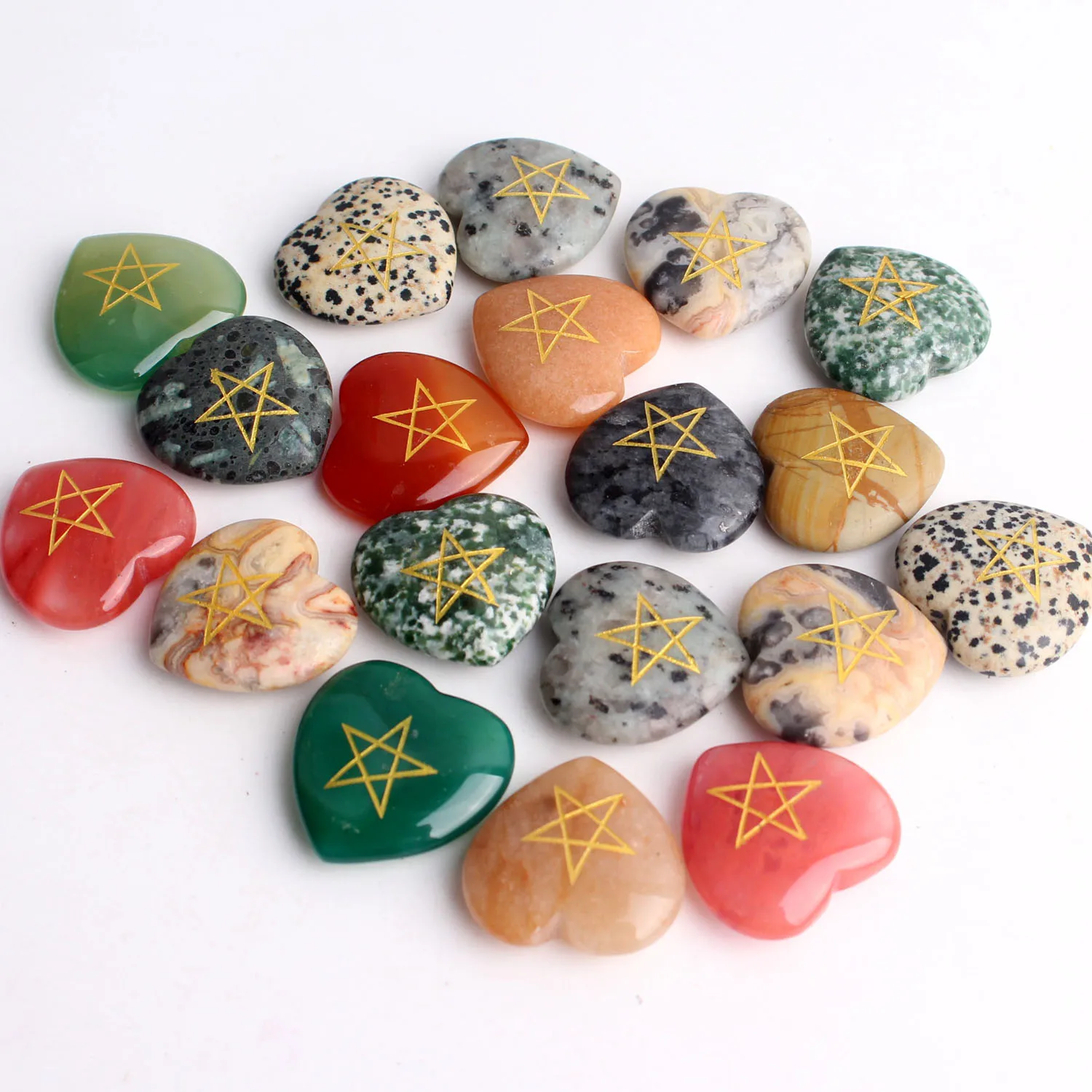 1 шт. натуральный кристалл пятизвездочная Руна кулон в форме сердца розовый кварц