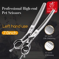 fenice 7 0 inch left handed professional dog grooming scissors curved thinning dog puppy shears pets supplies groomer tools