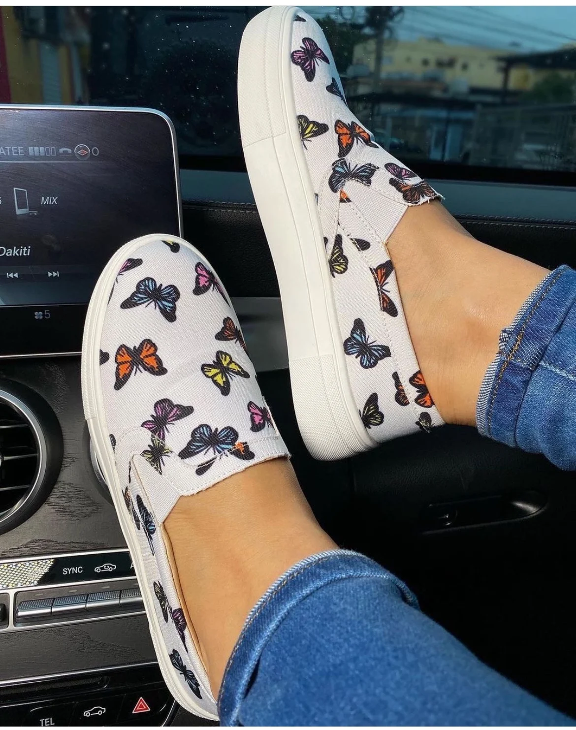 

New Women's Flat Shoes Outdoor Single Shoes Fashion Butterfly Printing Women's Casual Shoes Breathable Comfortable Women's Shoes