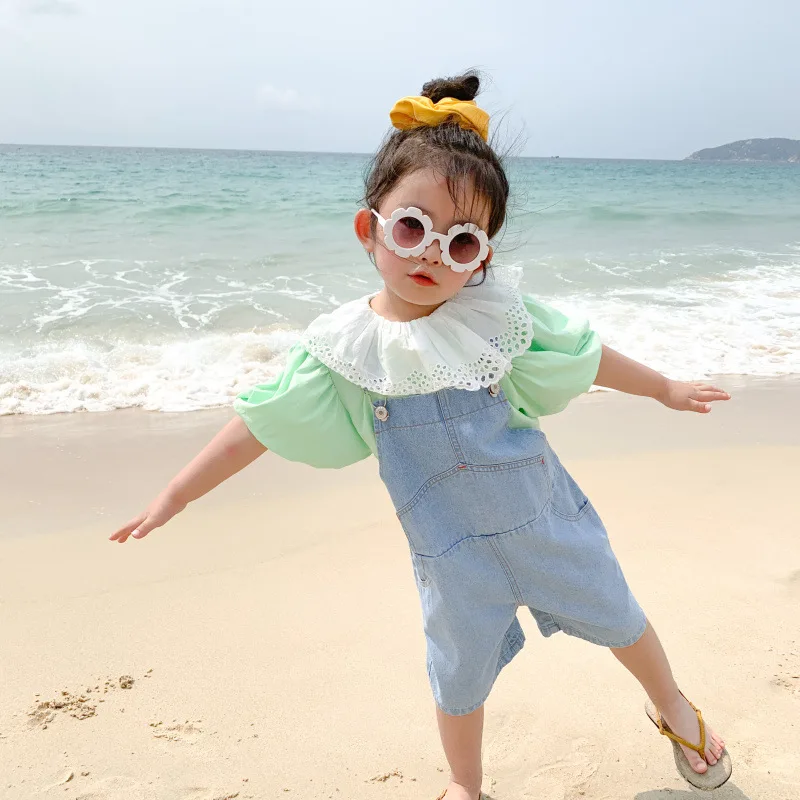 

80-120cm Kids Overalls Summer Boys Girls Denim Shorts Jeans Tollder Rompers Children Clothes Bebe Jumpsuit Child Clothing