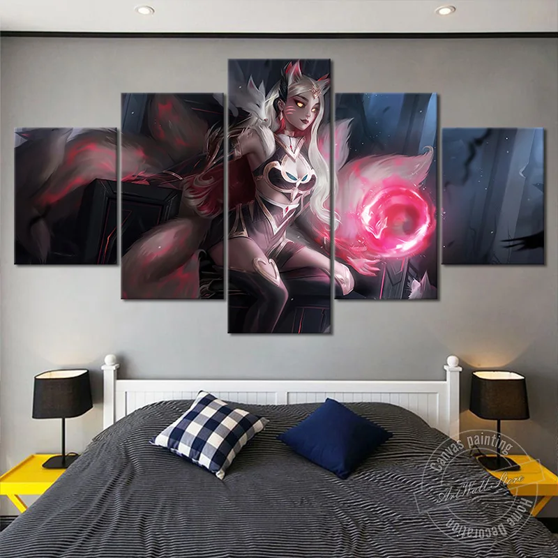 

Ahri League of Legends Game Poster The Nine-Tailed Fox Wall Picture for Living Room Decor LOL Artwork Canvas Painting Nice Gift