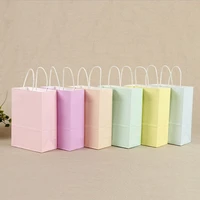 10pcspack festival gift bags shopping bags diy useful candy color paper bag with handle 21x15x8cm drop shipping
