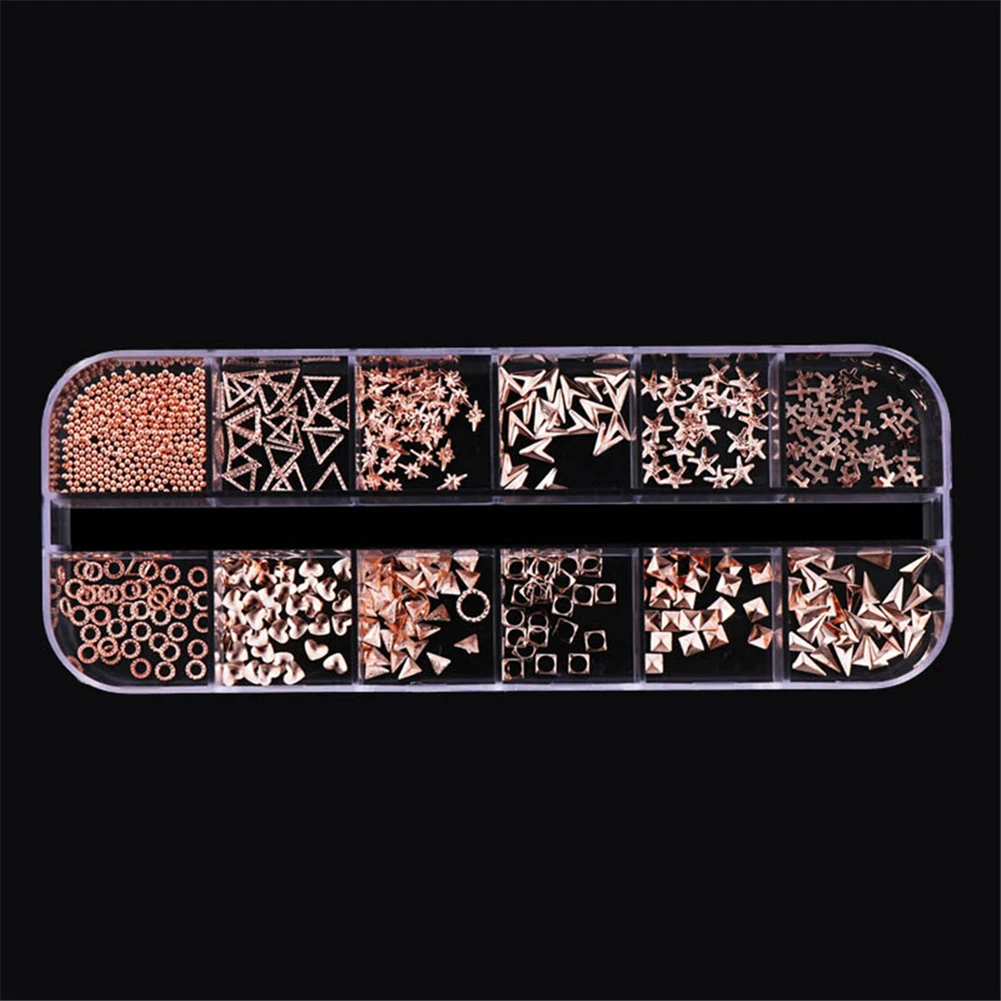 12 решеток Мерцающие Металлические геометрические женские ногти на пальцах