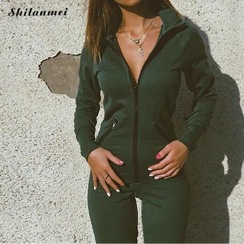 Осень 2019 комбинезон для тренировок женский слитный зеленый спортивный похудения