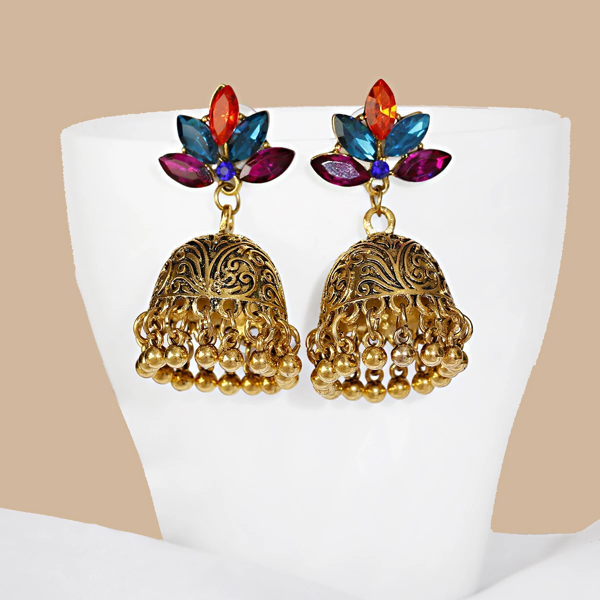 

Afghan Ethnic Boho Drop Earrings For Women Pendient Crystal zircon Gyspy Color Bell Ladies Indian Jewelry Earring Unusual