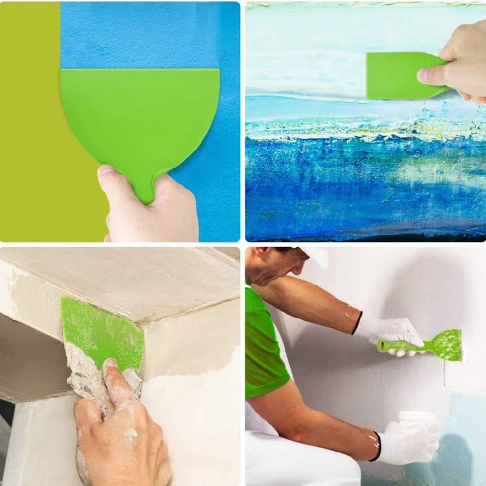 5PCS Paint Wallpaper Scraper Set 2/4/6/8/10inch Plastic Putty Scraper Wall Repair Tool Green Portable Putty Scraper Tool