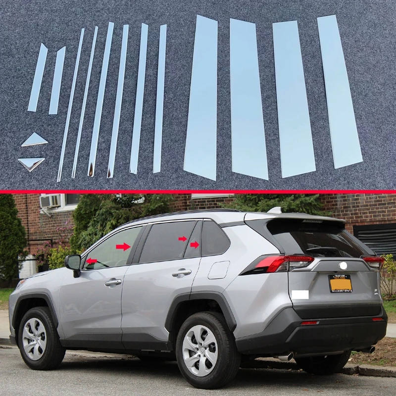 Для TOYOTA Rav4(xa50) украшения аксессуары из нержавеющей стали все окна автомобиля колонки отделка