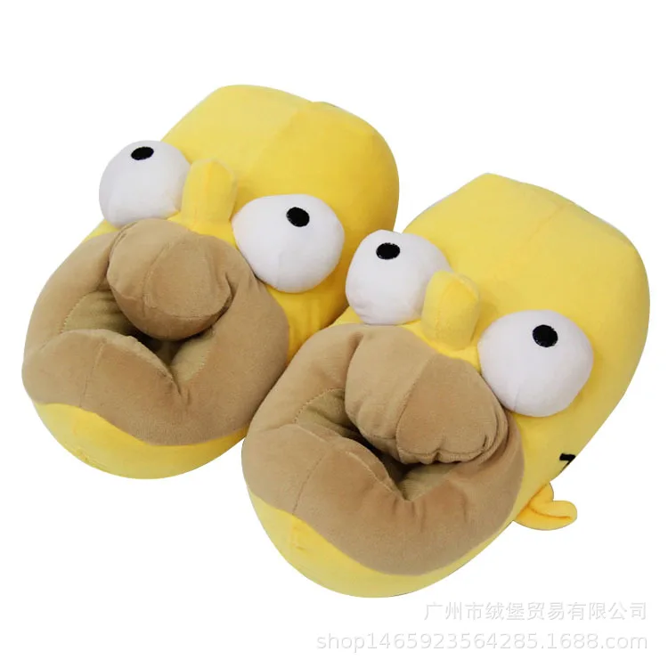 

28cm Simpsons Plush Slipper for Men Women Fur Slides Unisex Plush Shoes Man Casual Winter Home Wear for Size 36-42