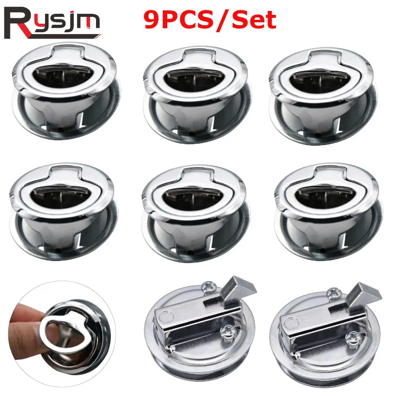 

New Stainless Steel Flush Pull Locker Hatch Lift Handle Marine Door Locking Hardware Accessories For Boat Yacht RV 9PCS/Set
