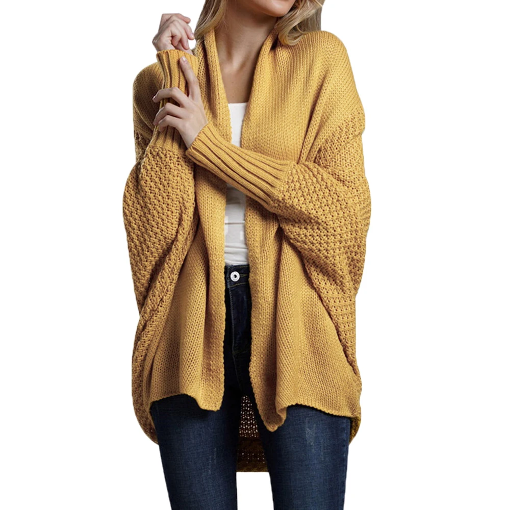Style 4 Turmeric Осенний женский длинный кардиган, Однотонный свитер с капюшоном, длинное пальто, зимнее женское вязаное пальто размера плюс 5XL, повседневная трикотажная одежда - Цвет: Style 4 Turmeric