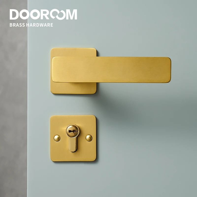 Дверной рычаг из латуни Dooroom ультратонкий бесшумный современный черный золотой
