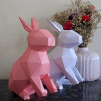 papercraft 3d paper puzz white flamingo creative art easter bunny diy papercraft cardboard animal rubbit living room decoration