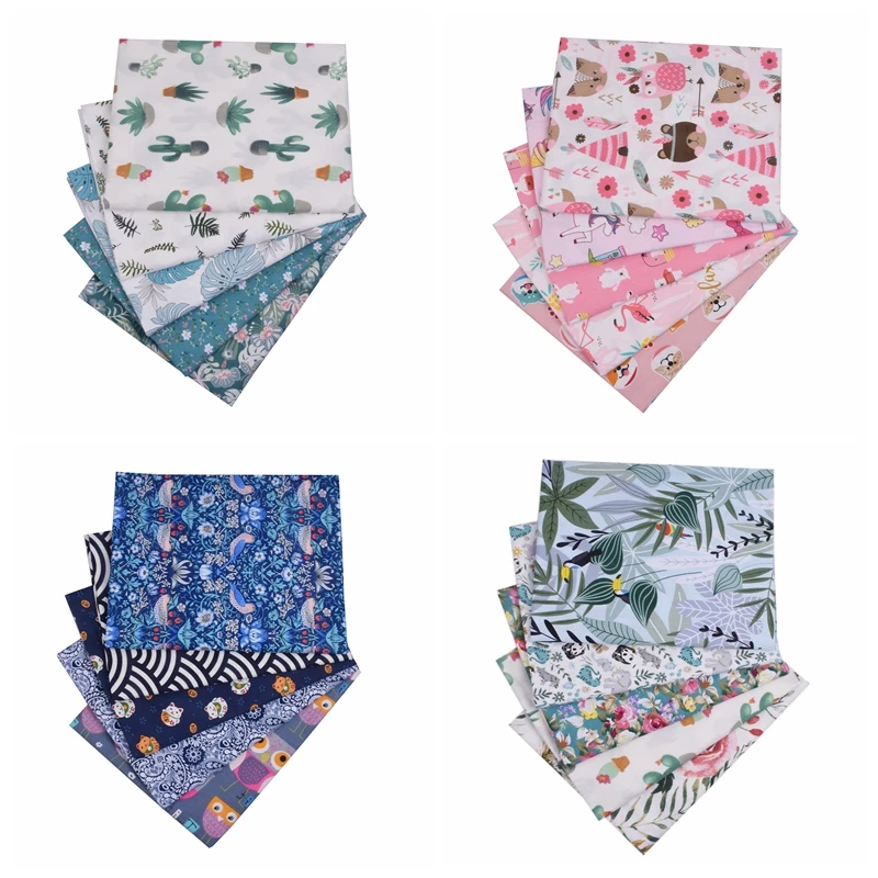 

5 шт./лот, серия «листья цветов», саржевая 100% хлопчатобумажная ткань для ребенка и ребенка, швейный стеганый материал, Лоскутная Ткань 50x40 см