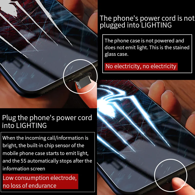 Mofi Smart LED Glowing Phone Case For iPhone 7 8 Cases Cover spider Man for Apple iphone plus case the Avengers Character | Мобильные